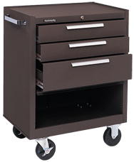3-Drawer Roller Cabinet w/ball bearing Dwr slides - 35'' x 18'' x 27'' Brown - Best Tool & Supply