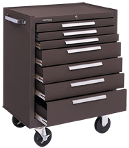 7-Drawer Roller Cabinet w/ball bearing Dwr slides - 35'' x 20'' x 29'' Brown - Best Tool & Supply
