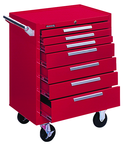 7-Drawer Roller Cabinet w/ball bearing Dwr slides - 35'' x 18'' x 27'' Red - Best Tool & Supply