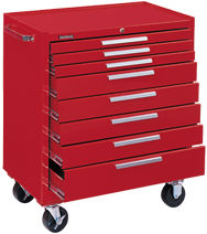 8-Drawer Roller Cabinet w/ball bearing Dwr slides - 40'' x 20'' x 34'' Red - Best Tool & Supply