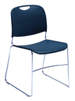 HI-Tech Stack Chair --11 mm Steel Rod Chrome Plated Frame Injection Molded Textured Plastic Non-fading Seat/Back - Navy - Best Tool & Supply