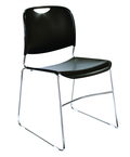 HI-Tech Stack Chair --11 mm Steel Rod Chrome Plated Frame Injection Molded Textured Plastic Non-fading Seat/Back - Black - Best Tool & Supply