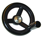 Nylon Handwheels with Handle - 6.3'' Wheel Diameter, 1.38'' Hub Diameter, 3.15'' Handle Length - Best Tool & Supply