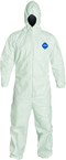 Tyvek® White Zip Up Coveralls w/ Attached Hood & Elastic Wrists - Large (case of 25) - Best Tool & Supply