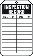 Inspection Record Tag, Inspection Record, 25/Pk, Plastic - Best Tool & Supply