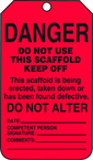 Scaffold Tag, Danger Do Not Use This Scaffold Keep Off, 25/Pk, Plastic - Best Tool & Supply