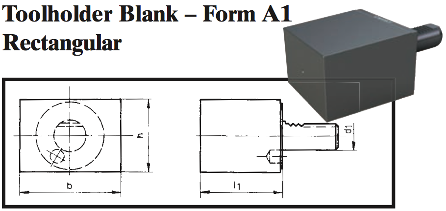 VDI Toolholder Blank - Form A1 Rectangular - Part #: CNC86 B50.125.160.120 - Best Tool & Supply