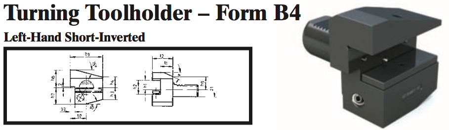 VDI Turning Toolholder - Form B4 (Left-Hand Short-Inverted) - Part #: CNC86 24.2016.1 - Best Tool & Supply