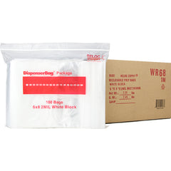 6″ × 8″ 2-MIL White Block Reloc Zippit Zipper Bags, Sold per Case of 1000 (10 boxes of 100 per case)