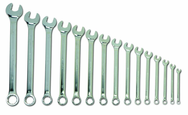 Snap-On/Williams Fractional Combination Wrench Set -- 15 Pieces; 12PT Satin Chrome; Includes Sizes: 5/16; 3/8; 7/16; 1/2; 9/16; 5/8; 11/16; 3/4; 13/16; 7/8; 15/16; 1; 1-1/16; 1-1/8; 1-1/4" - Best Tool & Supply