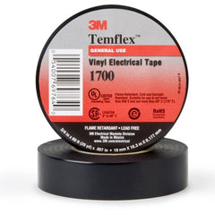 3M Temflex Vinyl Electrical Tape 1700 1″ × 66 ft Black 99 rolls/Case - Best Tool & Supply