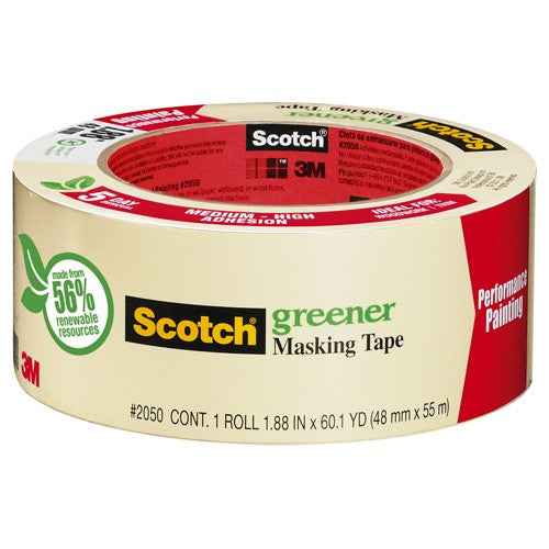 ‎Scotch Greener Masking Tape for Performance Painting 2050-72A 2.82″ × 60.1 yd (72 mm × 55 m) - Best Tool & Supply