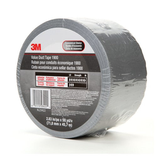 3M Value Duct Tape 1900 Silver 2.83″ × 50 yd 5.8 mil - Best Tool & Supply