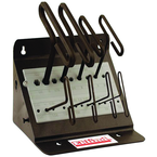 10 Piece - 3/32 - 3/8" T-Handle Style - 9'' Arm- Hex Key Set with Plain Grip in Stand - Best Tool & Supply