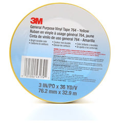 3M General Purpose Vinyl Tape 764 Yellow 3″ × 36 yd 5 mil Individually Wrapped Conveniently Packaged - Best Tool & Supply