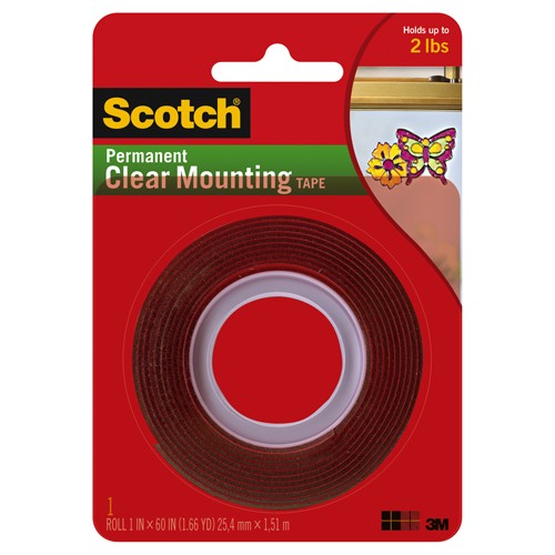 Scotch Clear Double-Sided Mounting Tape 410S-SR 1″ × 60″ (2.54 cm × 1.52 m) - Best Tool & Supply