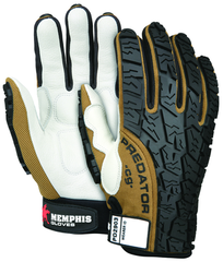 Predator Foam Padded Cow Grain Leather Palm, Tire Tread TPR Coating Gloves - Size Large - Best Tool & Supply