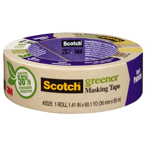 ‎Scotch Greener Masking Tape for Basic Painting 2025-36C 1.41″ × 60.1 yd (36 mm × 55 m) - Best Tool & Supply