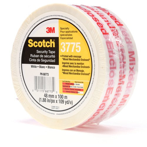 Scotch Printed Message Box Sealing Tape 3775 White 48 mm × 100 m Individually Wrapped - Best Tool & Supply