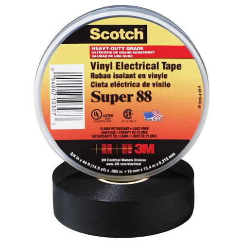 Scotch Vinyl Electrical Tape Super 88 3/4″ × 36 yd Black - Best Tool & Supply