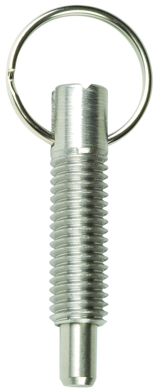 Hand Retractable Spring Plunger with Pull Ring - .75 lbs Initial End Force, 3 lbs Final End Force (3/8-16 Thread) - Best Tool & Supply