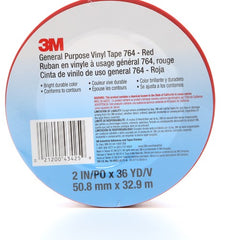 3M General Purpose Vinyl Tape 764 Red 2″ × 36 yd 5 mil Individually Wrapped Conveniently Packaged - Best Tool & Supply