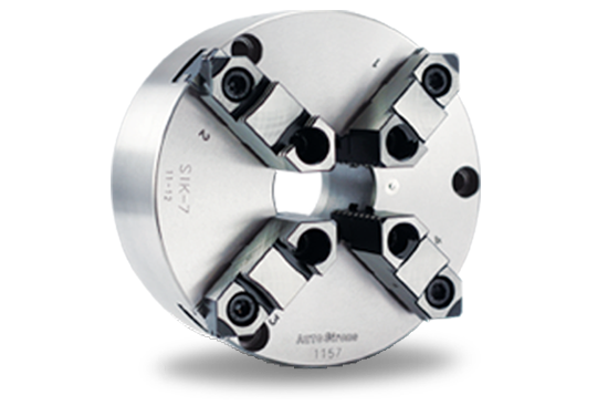 Auto Strong SIK Series 4-jaw strong scroll chuck plain back, 2-piece jaws (front and back mounted) - Part # SIK-12 - Exact Industrial Supply