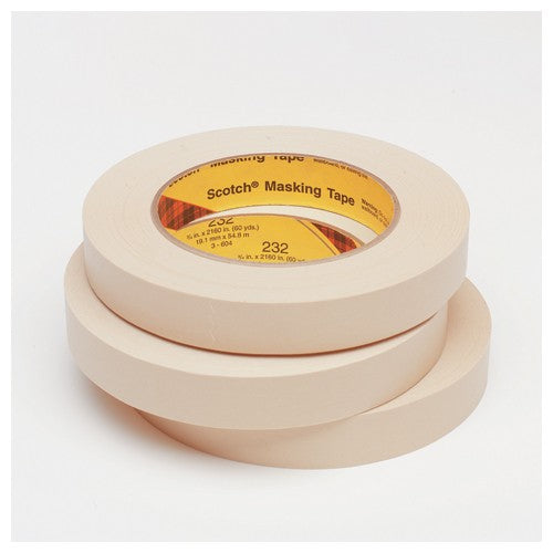 3M High Performance Masking Tape 232 Tan 12 mm × 55 m 6.3 mil - Best Tool & Supply