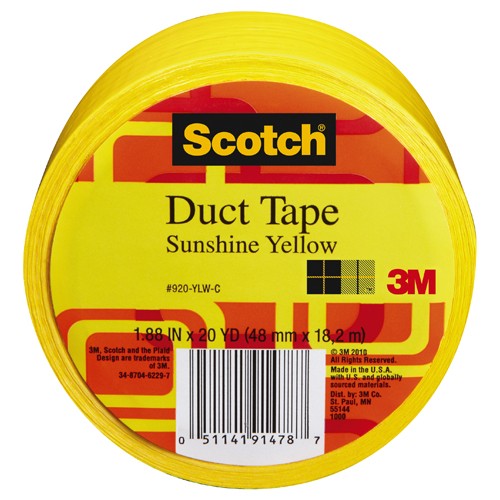 Scotch Duct Tape 920-YLW-C 1.88″ × 20 yd (48 mm × 18 2 m) Yellow - Best Tool & Supply