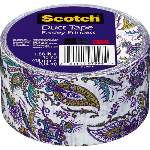 1.88 in × 10 yd Scotch(R) Duct Tape 910-PPP-C Purple Paisley Alt Mfg # 97998 - Best Tool & Supply