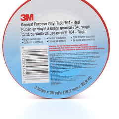 3M General Purpose Vinyl Tape 764 Red 3″ × 36 yd 5 mil Individually Wrapped Conveniently Packaged - Best Tool & Supply