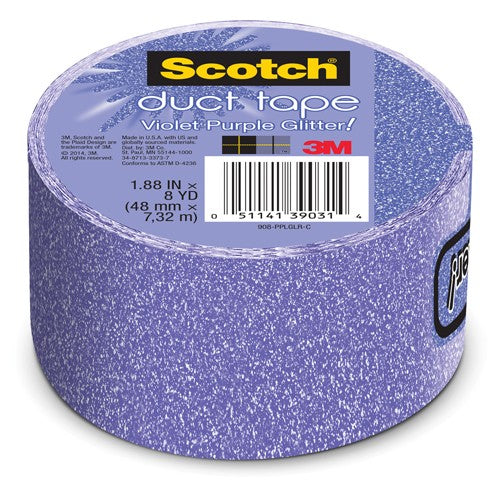 1.88 in × 10 yd (48 mm × 9.14 m) Scotch(R) Duct Tape Violet Purple Glitter Alt Mfg # 39031 - Best Tool & Supply