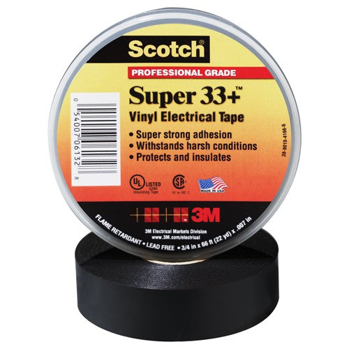 Scotch Super 33+ Vinyl Electrical Tape 3/4″ × 20 ft Black - Best Tool & Supply