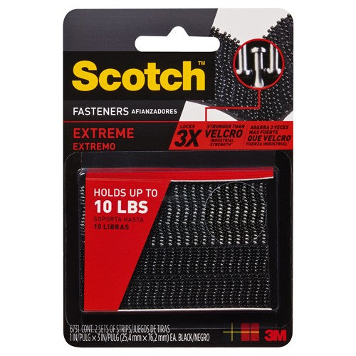 Scotch Extreme Fasteners RF6731 1″ × 3″ (25 4 mm × 76 2 mm) 2 Sets of Strips Black - Best Tool & Supply