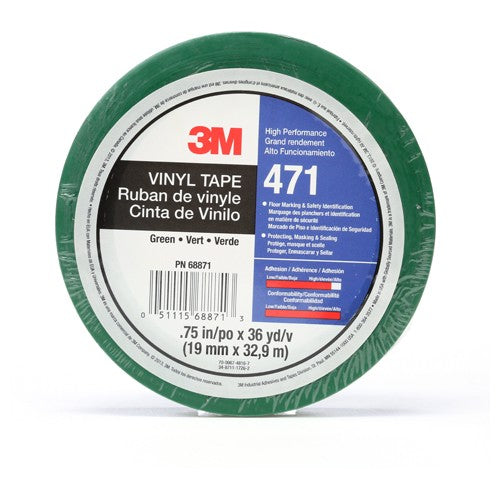 3M Vinyl Tape 471 Green 3/4″ × 36 yd 5.2 mil Individually Wrapped Conveniently Packaged - Best Tool & Supply