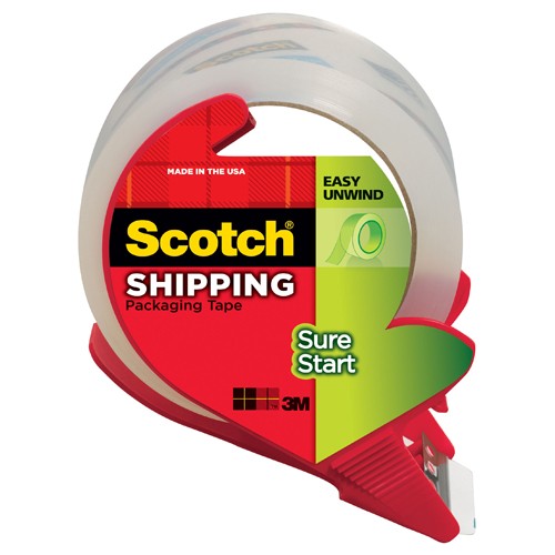 Scotch Sure Start Shipping Packaging Tape with dispenser 3450S-RD 1.88″ × 38.2 yd (48 mm × 35 m) - Best Tool & Supply